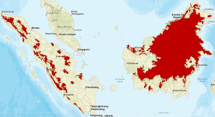 Peta sebaran macan dahan Sunda